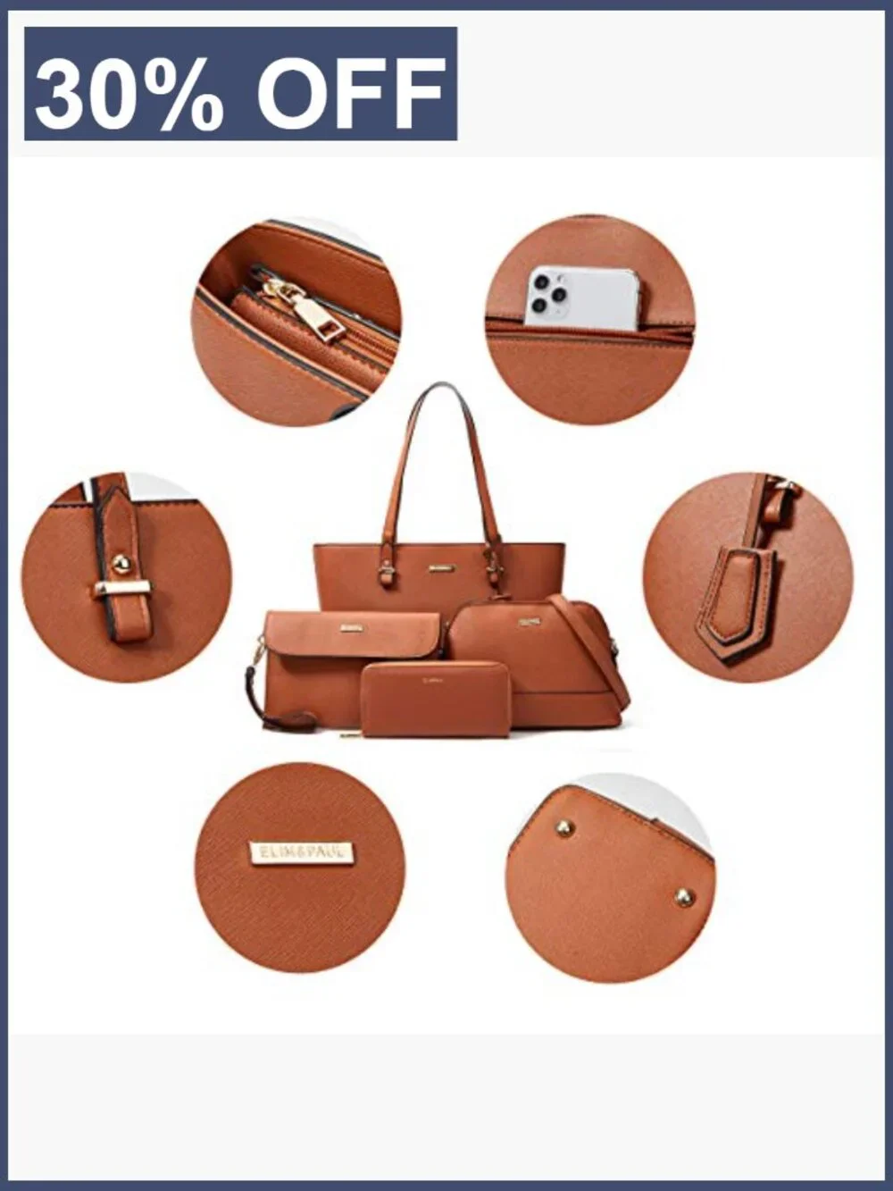 3-Piece Satchel Purse Set Tote Shoulder Bag Leather Handbag Set
